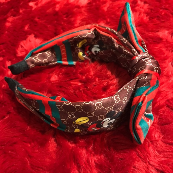 Beautiful stylish Disney Mickey Mouse/GG headband w/ bow. Burgundy. One size - Picture 6 of 9